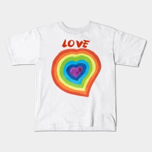 Rainbowed Heart LOVE Kids T-Shirt